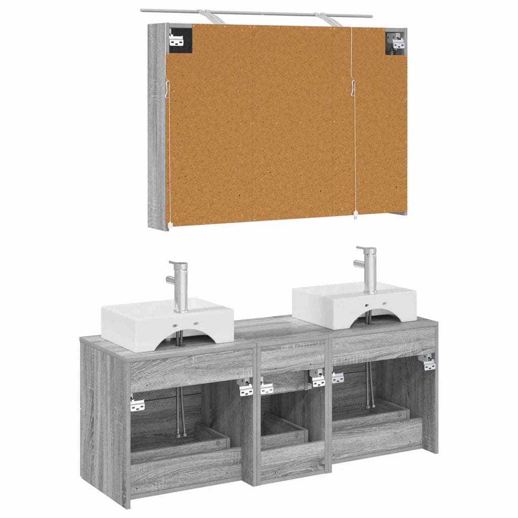 Set di mobili per il bagno 4 pz Sonoma grigio 3406820
