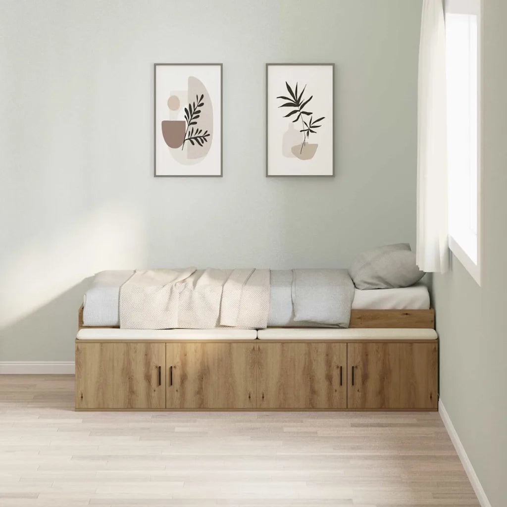Letto singolo | Letto per adulti | Struttura del letto con cassetto Rovere artigianale 90 x 190 cm