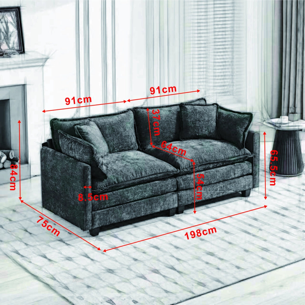 Divano LoveSeat 2 Posti Cloud ¨C MINIMAL ¨C Chenille Beige, Cuscini Imbottiti