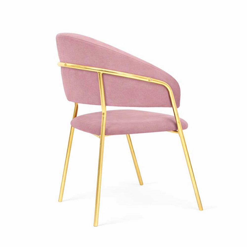 Sedie da sala da pranzo set da 4 Aurelia con schienale in velluto rosa