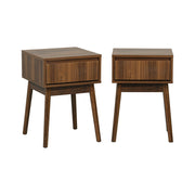 Set 2 comodini effetto legno con cassetto, noce