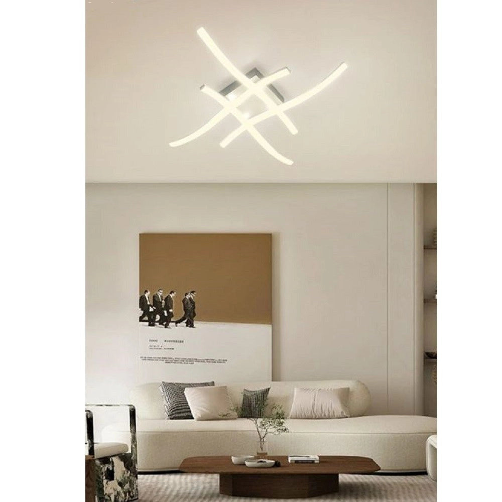 Trade Shop - Plafoniera Moderna Led Soffitto Con Bracci A Onda Luce Fredda Naturale Calda C05 -