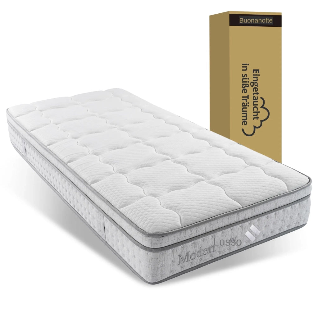 Materasso Ibrido a Molle Insacchettate 7 Zone e Waterfoam Rigidità H3 90x200x25 cm; Bianco