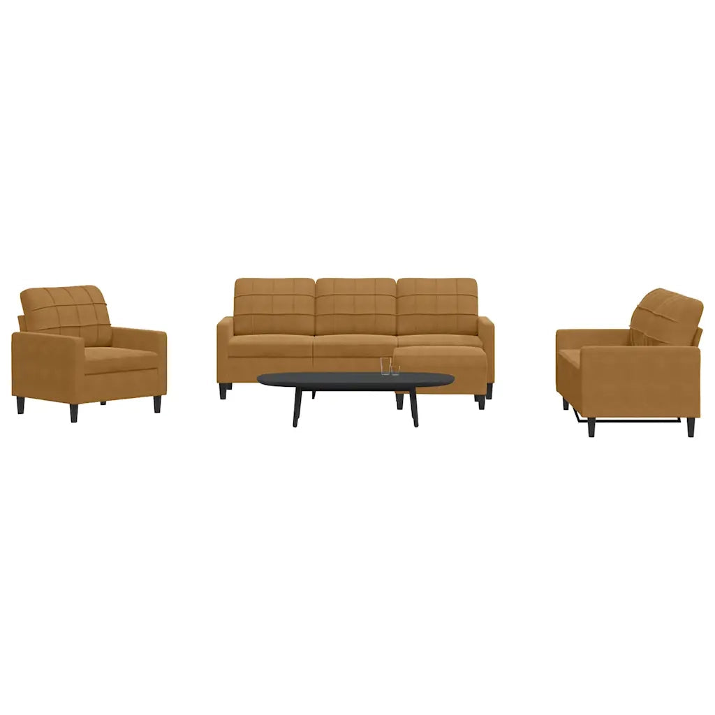 Set di Divani 4 pz con Cuscini Marrone in Velluto 3278368