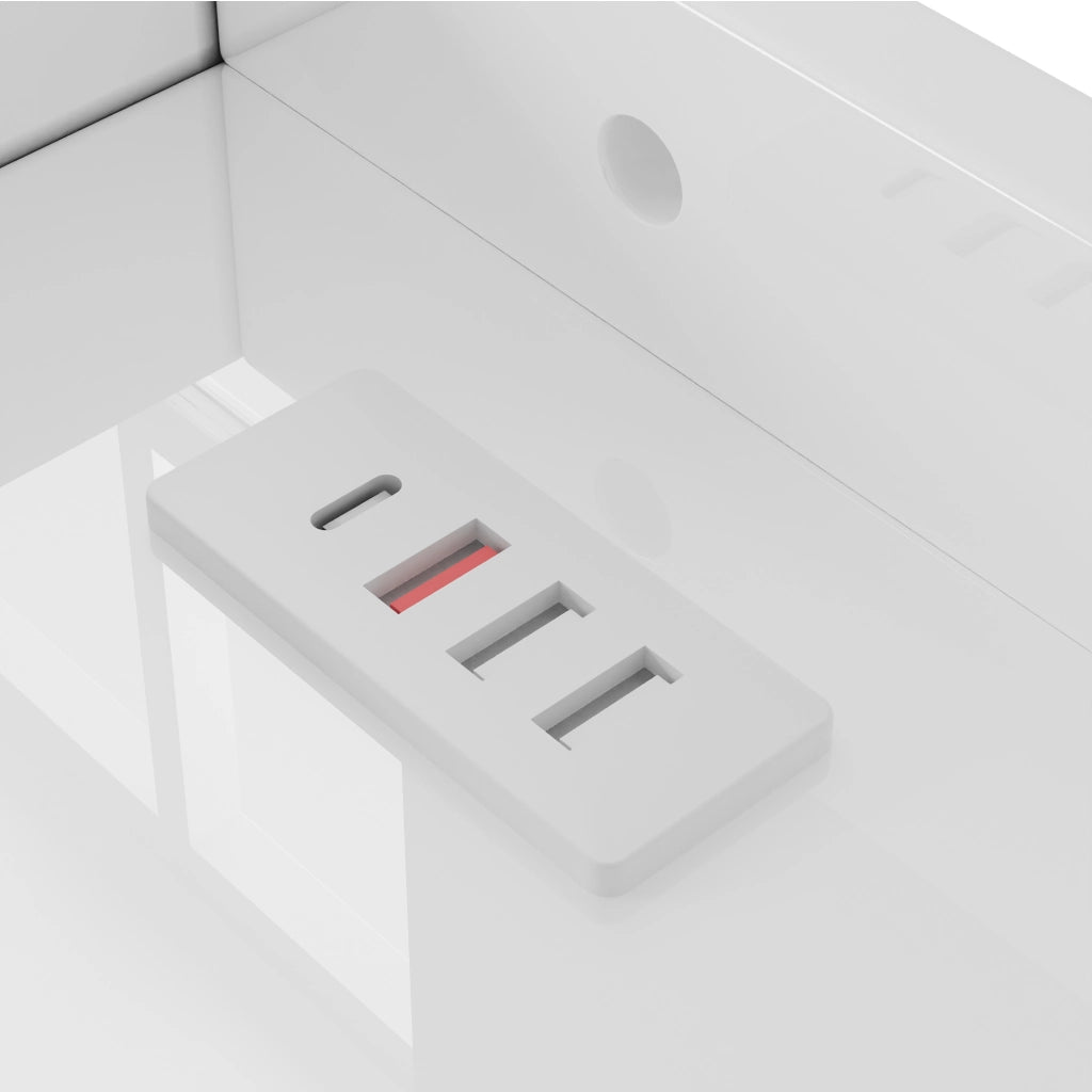 Letto a Scomparsa con Cassetti, LED e Presa USB ¨C MINIMAL ¨C Bianco 140x200