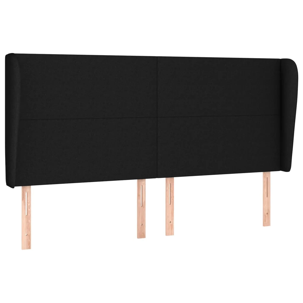 Testiera | Testata ad Orecchio Nera 203x23x118/128 cm in Tessuto