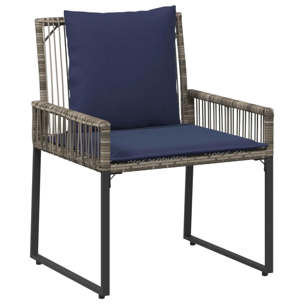Set di Mobili da Esterno 9 pcs Grigio e Blu Navy polyrattan 42025150