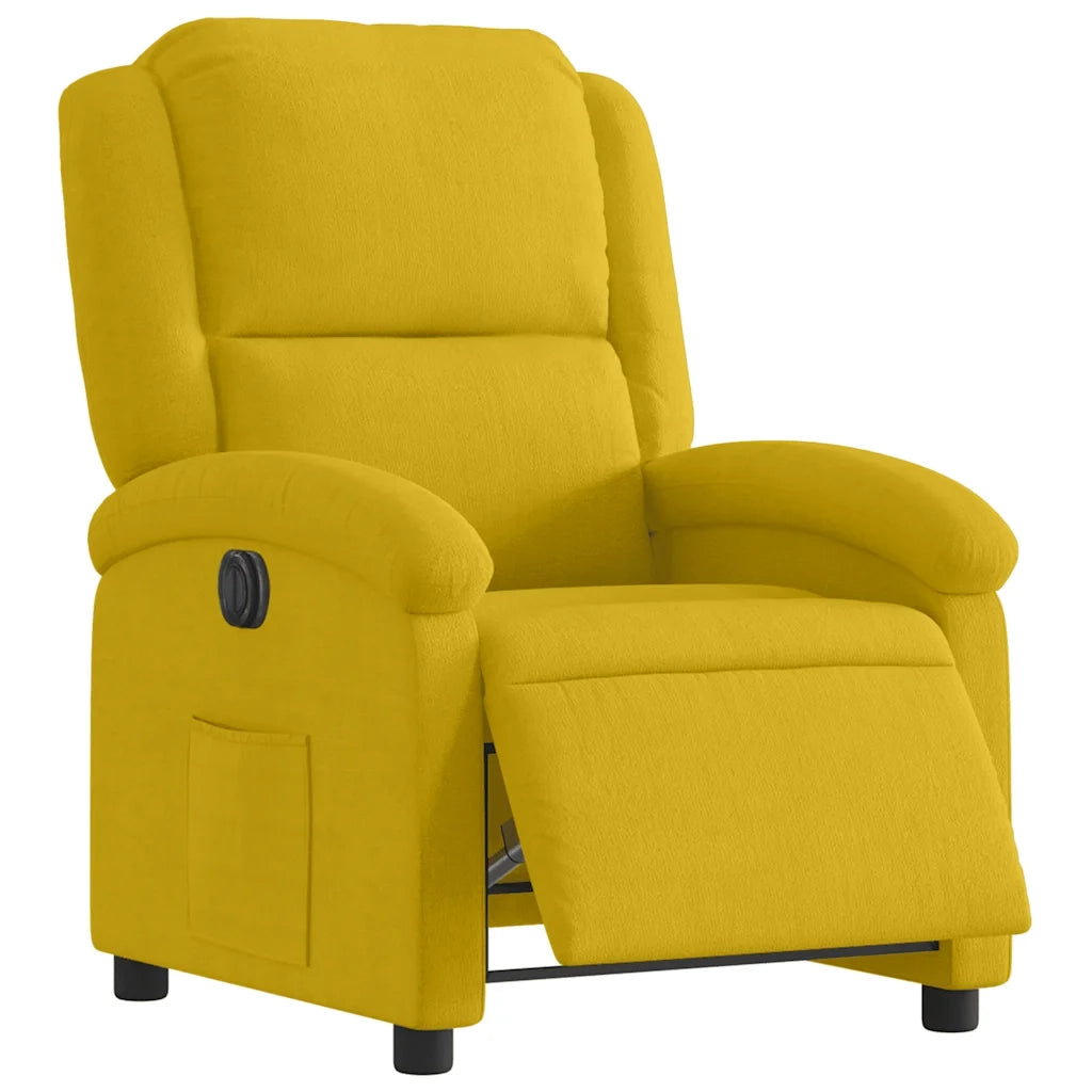 Poltrona | Sedia Relax Reclinabile Elettrica Gialla in Velluto
