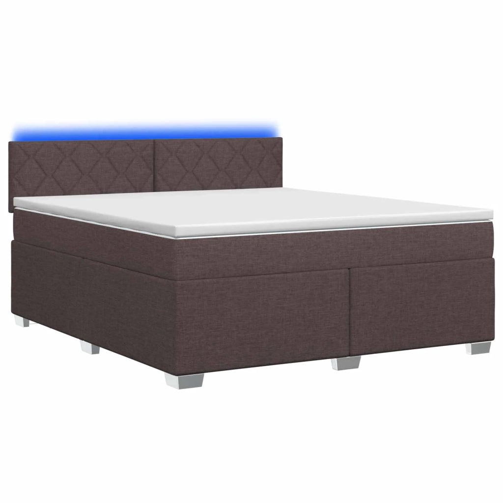 Letto con Box Spring, Materasso e LED Marrone Scuro Tessuto 3451990