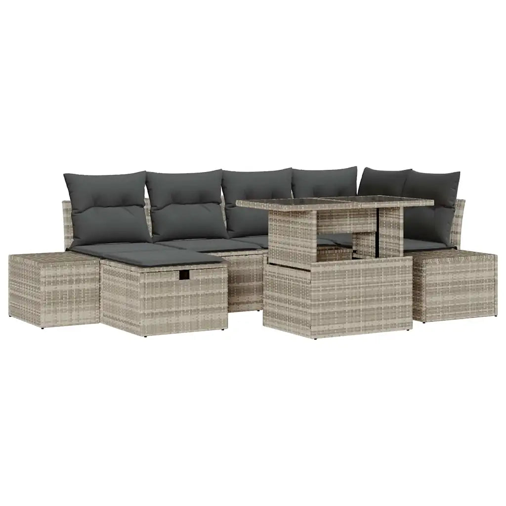 Set Divano da Giardino 7 pcs Grigio chiaro polyrattan 3361211