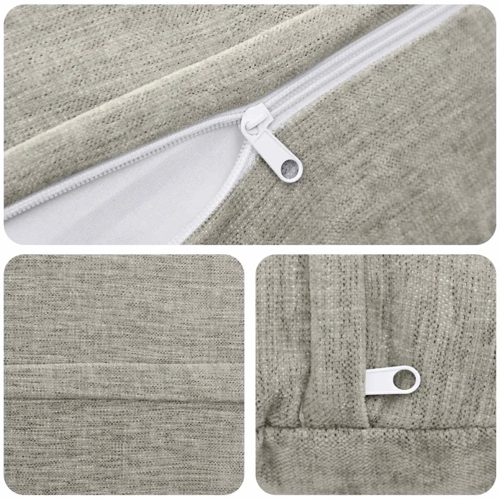 Federa 2 pz HEERLEN Grigio Chiaro Ø 60 cm Tessuto Chenille 922957