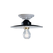 Plafoniera Industrial Potenza Ferro E Ceramica Nero Diam. 25Cm 1 Luce E27