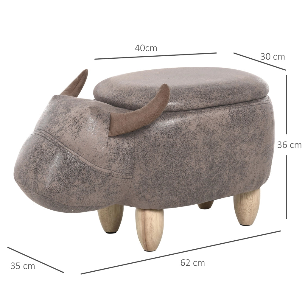 Pouf con Contenitore ¨C Minimal ¨C Marrone, Sintetico, Legno