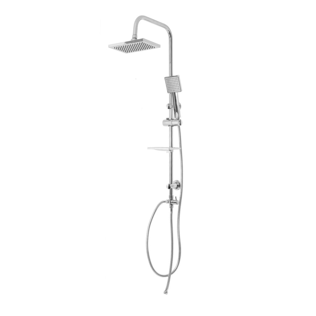 Colonna doccia attrezzata luna ottone cromato soffione e doccetta quadrati *** materiale staffe a parete ottone, pezzi 1