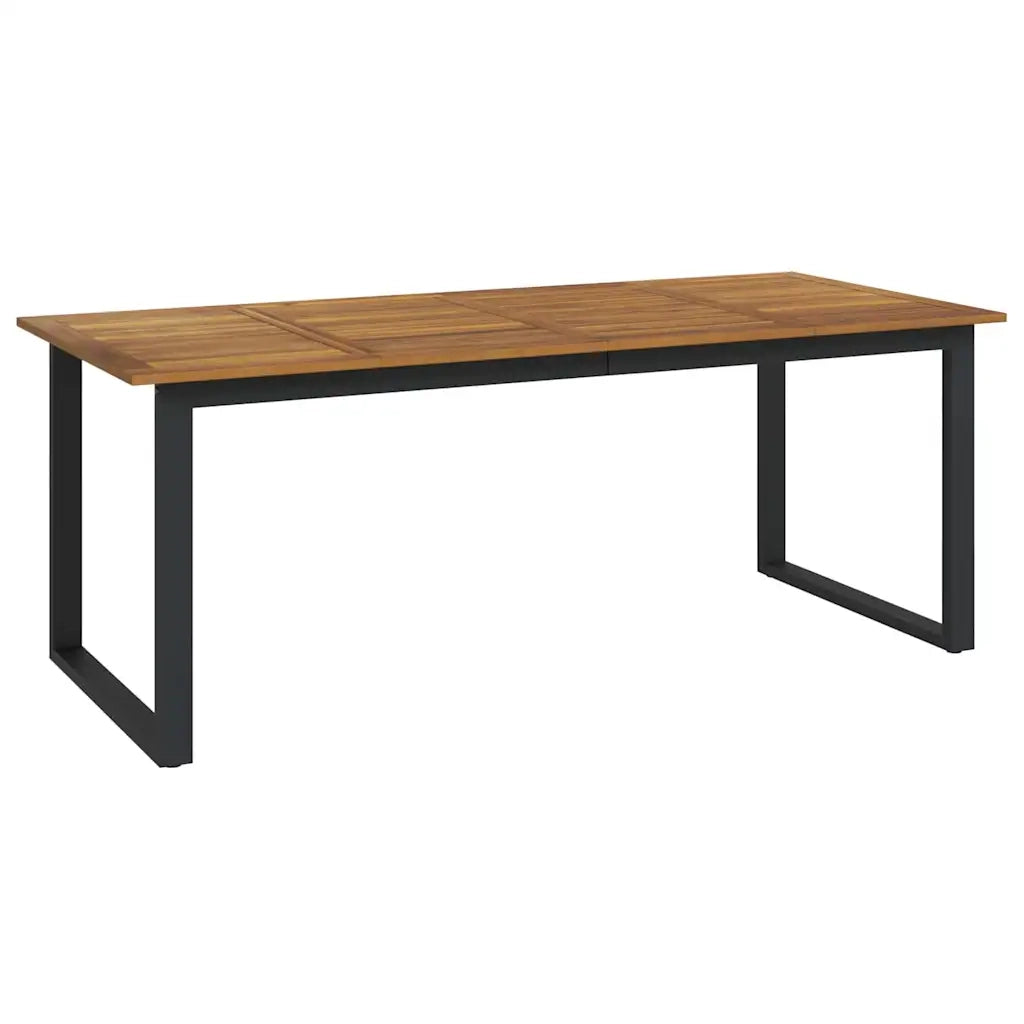 Set da Pranzo per Giardino 7 pcs Nero Legno di Acacia Massello