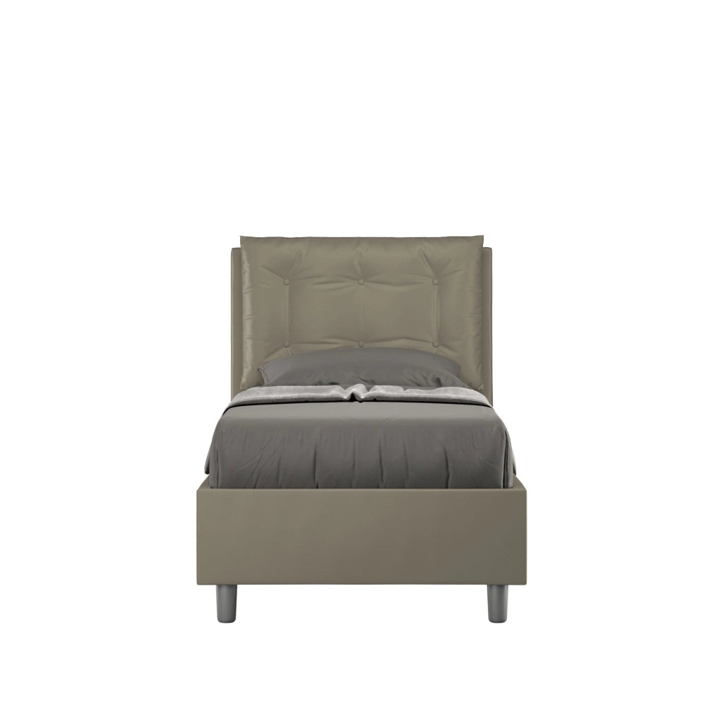 BS COM Letto singolo contenitore imbottito 80x190 similpelle cappuccino