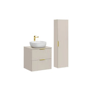 Set da bagno NOXERA 60 cm - Marrone Congo - Lavabo + colonna sospesa