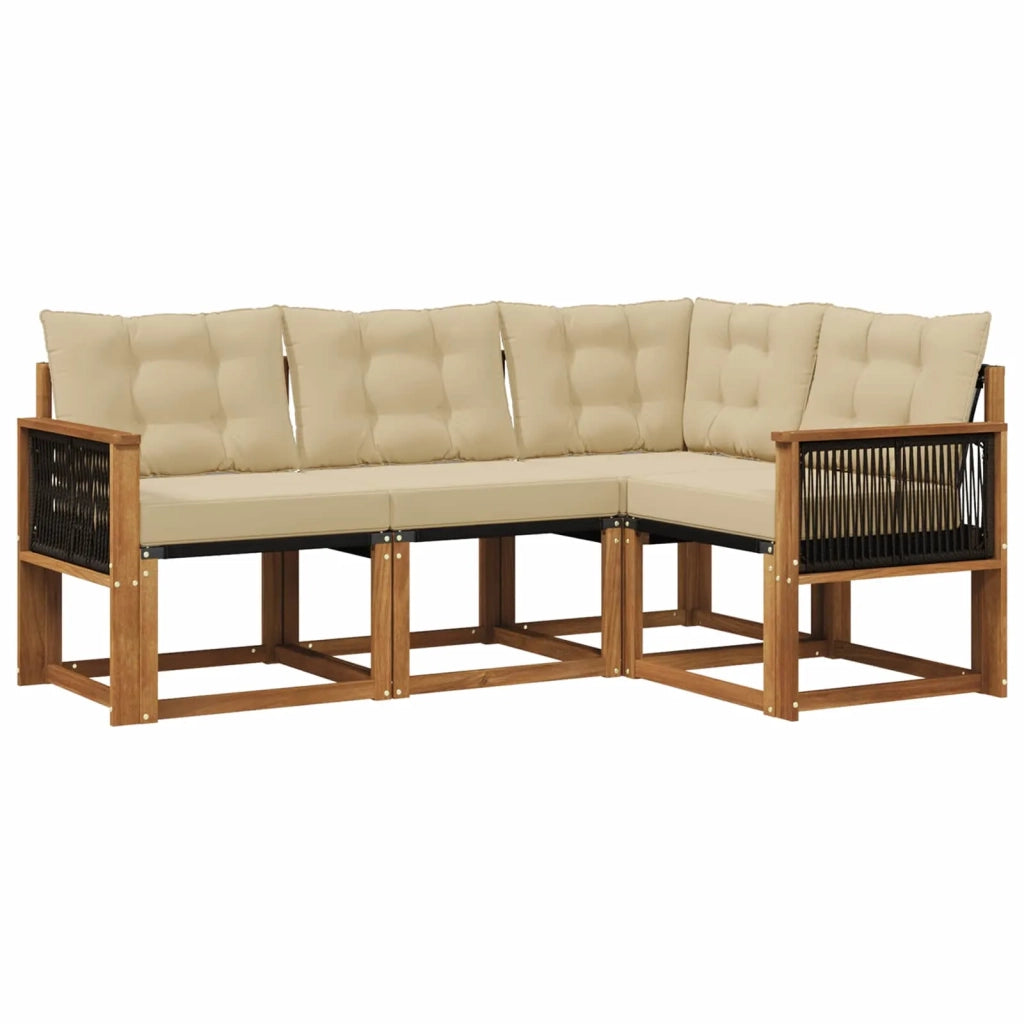 Set di divani da esterno con cuscino 4 pcs Naturale e Beige 3381921