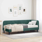 Cornice del letto ad angolo Verde Scuro 80 x 200 cm Velluto