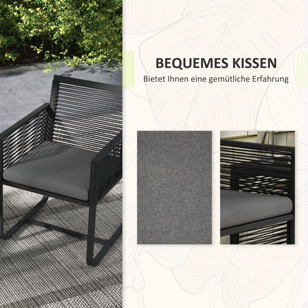 Set Giardino 3 Pezzi ¨C Minimal ¨C Nero Grigio 53x57x77 cm
