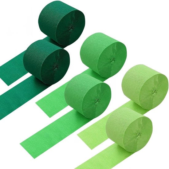 Papier per Crêpe 6 Pacchi - Verde chiaro/Verde/Verde scuro - 25m per pacchetto - Carta per decorazione di festa - Progetti DIY - Artigianato - Carta decorativa