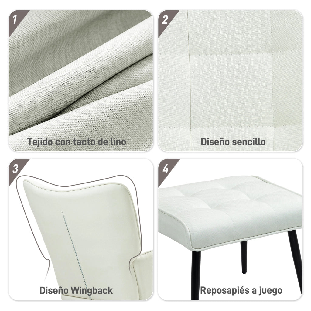 Poltrona a Dondolo con Poggiapiedi e Braccioli ¨C Minimal ¨C Crema
