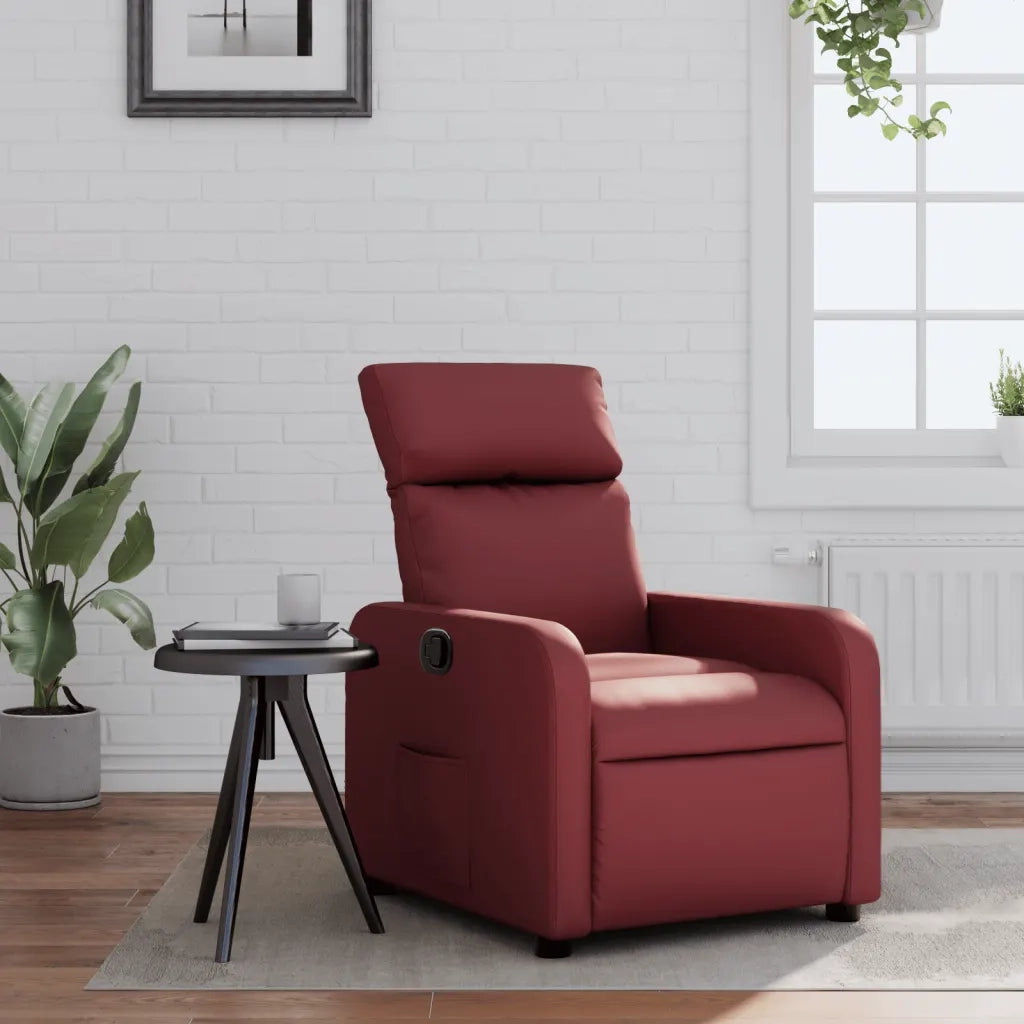 Poltrona Reclinabile Rosso Vino in Similpelle 374187