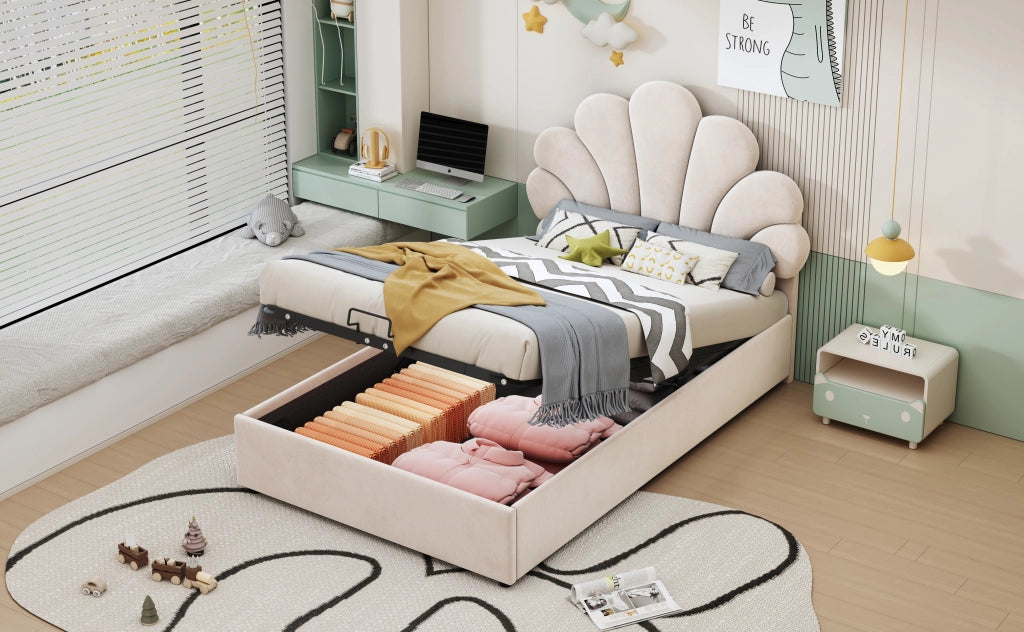 letto imbottito velluto beige 90 x 200 cm