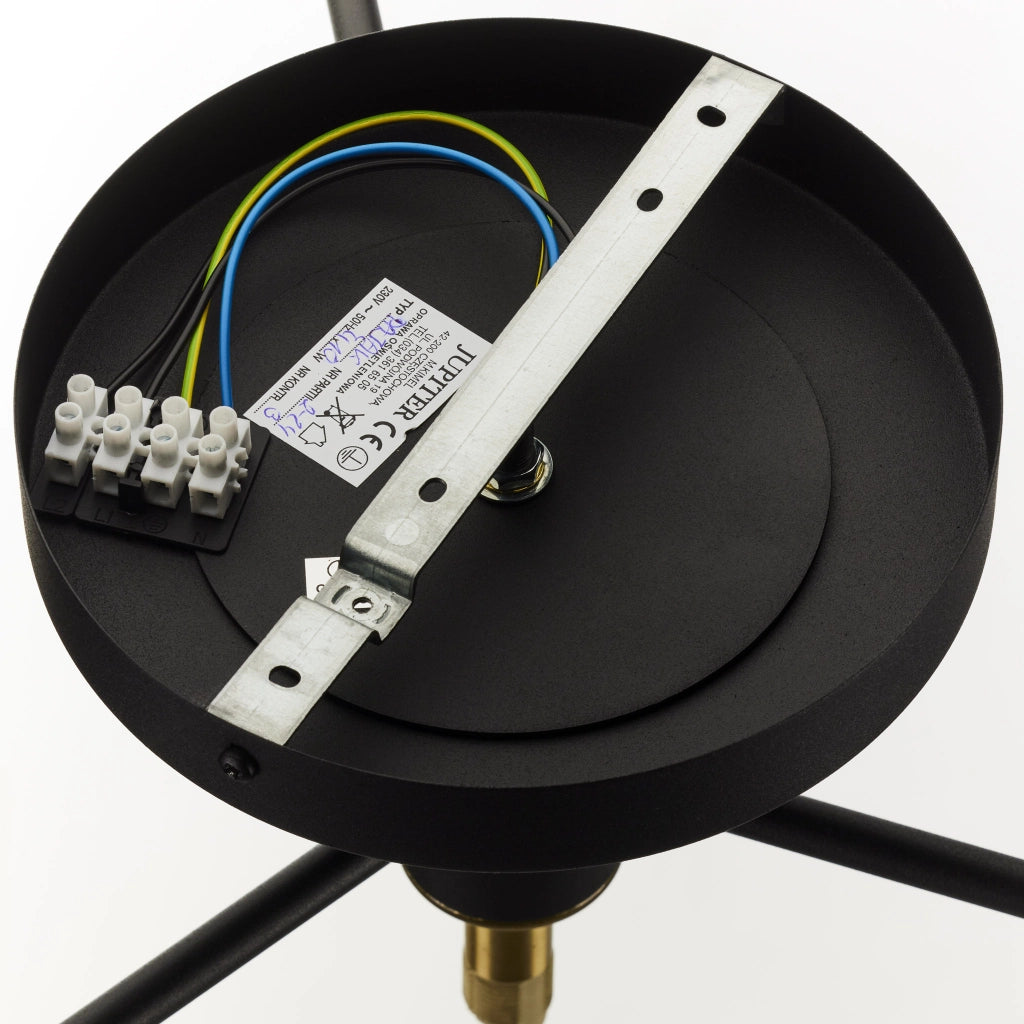 Plafoniera FIGARO Jupiter nero oro 4 sfere ambra G9