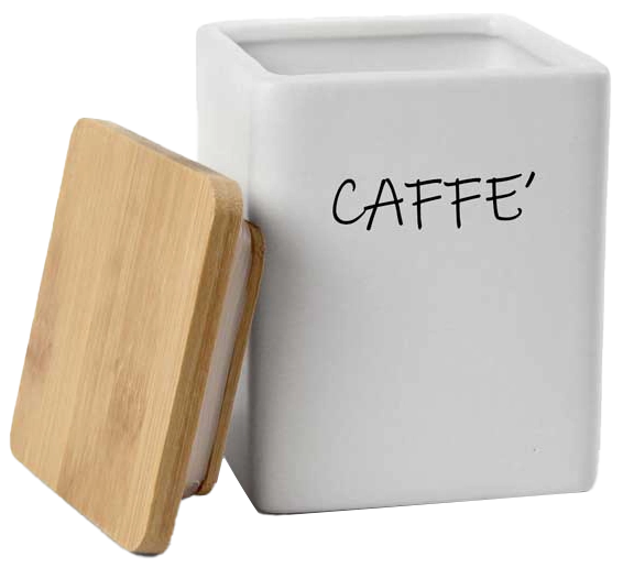 Barattolo quadrato in ceramica con tappo di legno Colore e Fantasia: CAFFE