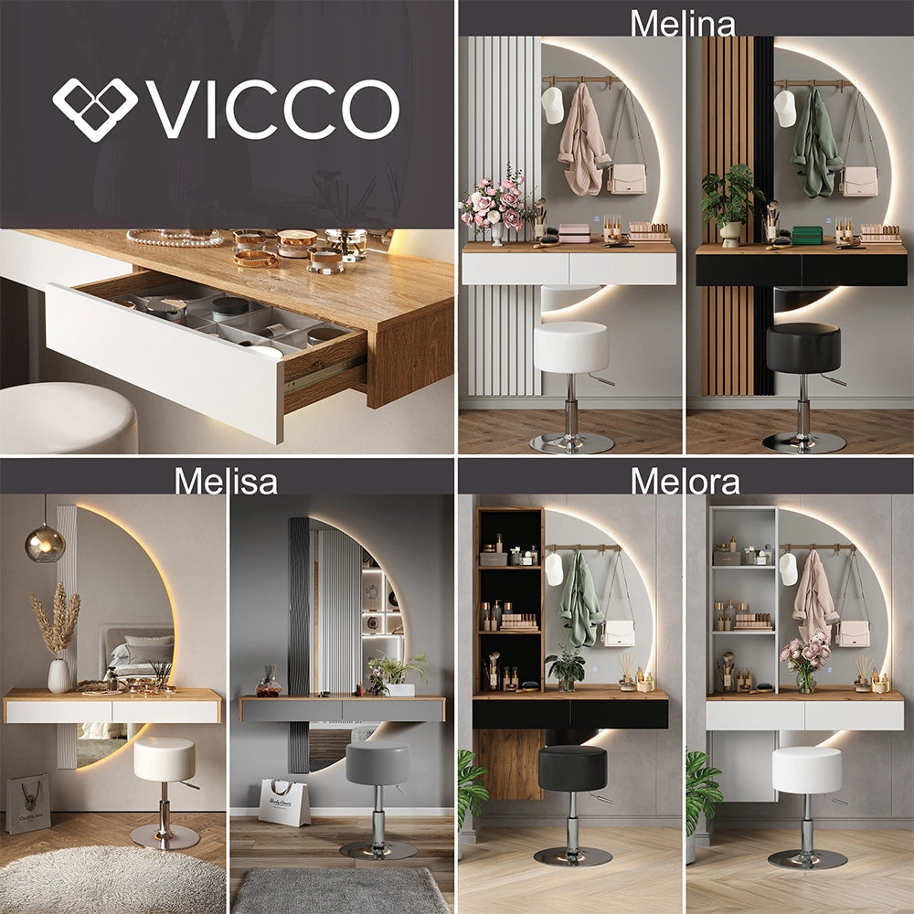 Vicco Tavolo da toeletta Nero 120 cm con 2 cassetti
