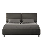 BS COM Letto matrimoniale con rete imbottito 160x190 microfibra grigio
