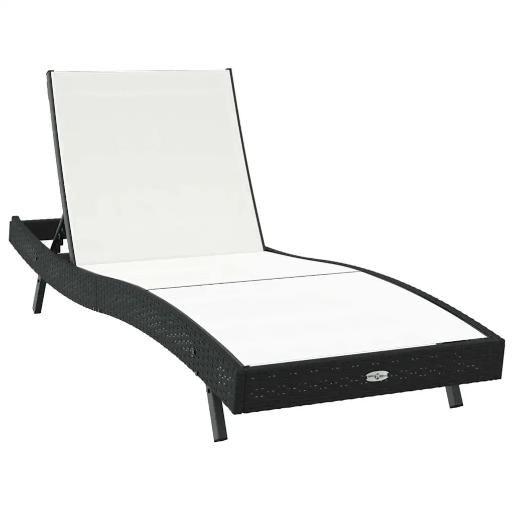 2 pz Lettino Prendisole | Sdraio da giardino | Lettino da sole Nero e Bianco polyrattan