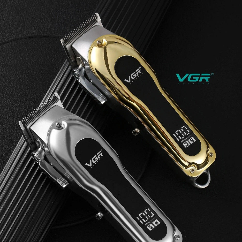 Trade Shop - Tagliacapelli Elettrico Trimmer Barba Regolabile Professionale Vgr V-680 Display -