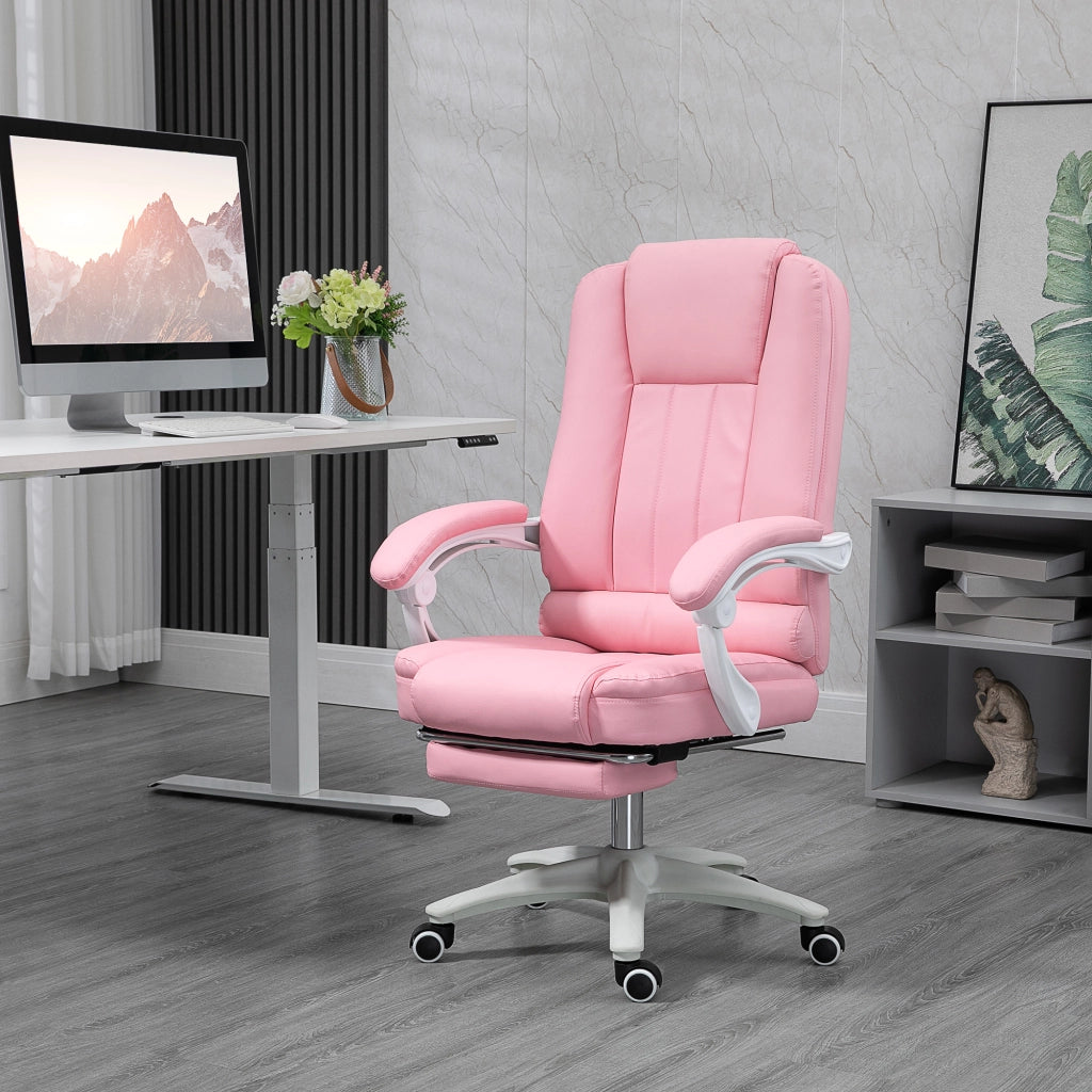 Sedia da Ufficio con Poggiapiedi ¨C Xylo ¨C Rosa e Bianco Regolabile