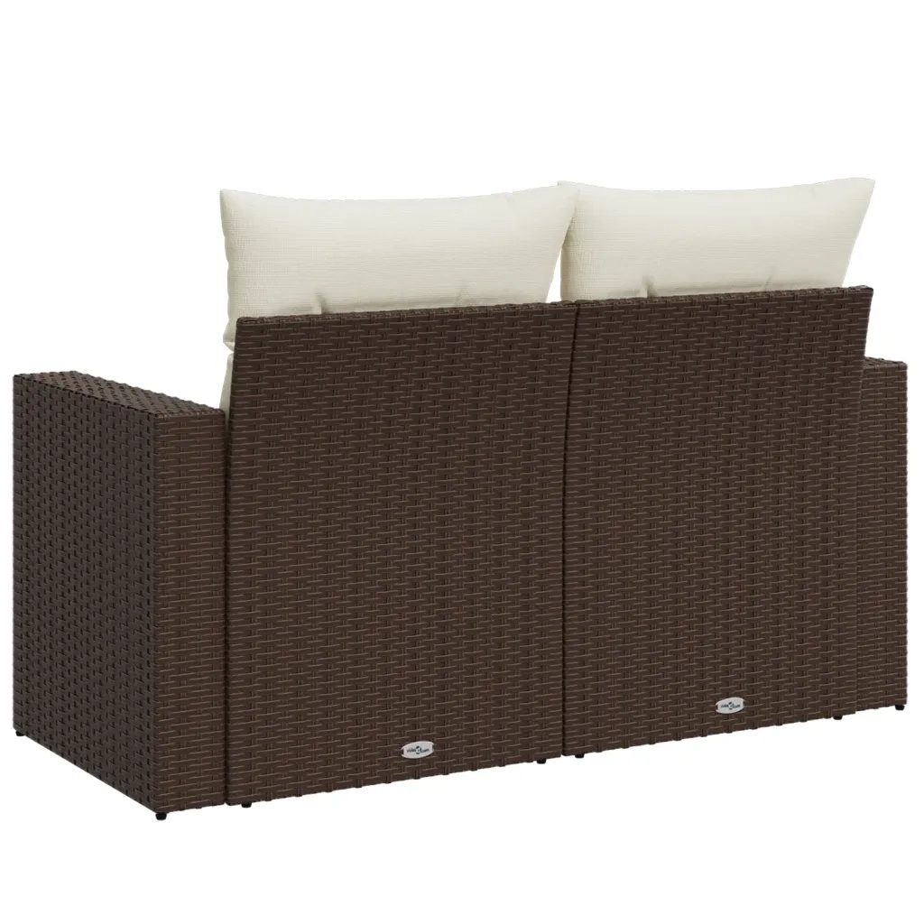 Divano da Giardino a 2 Posti con Cuscini in Polyrattan Marrone 366220