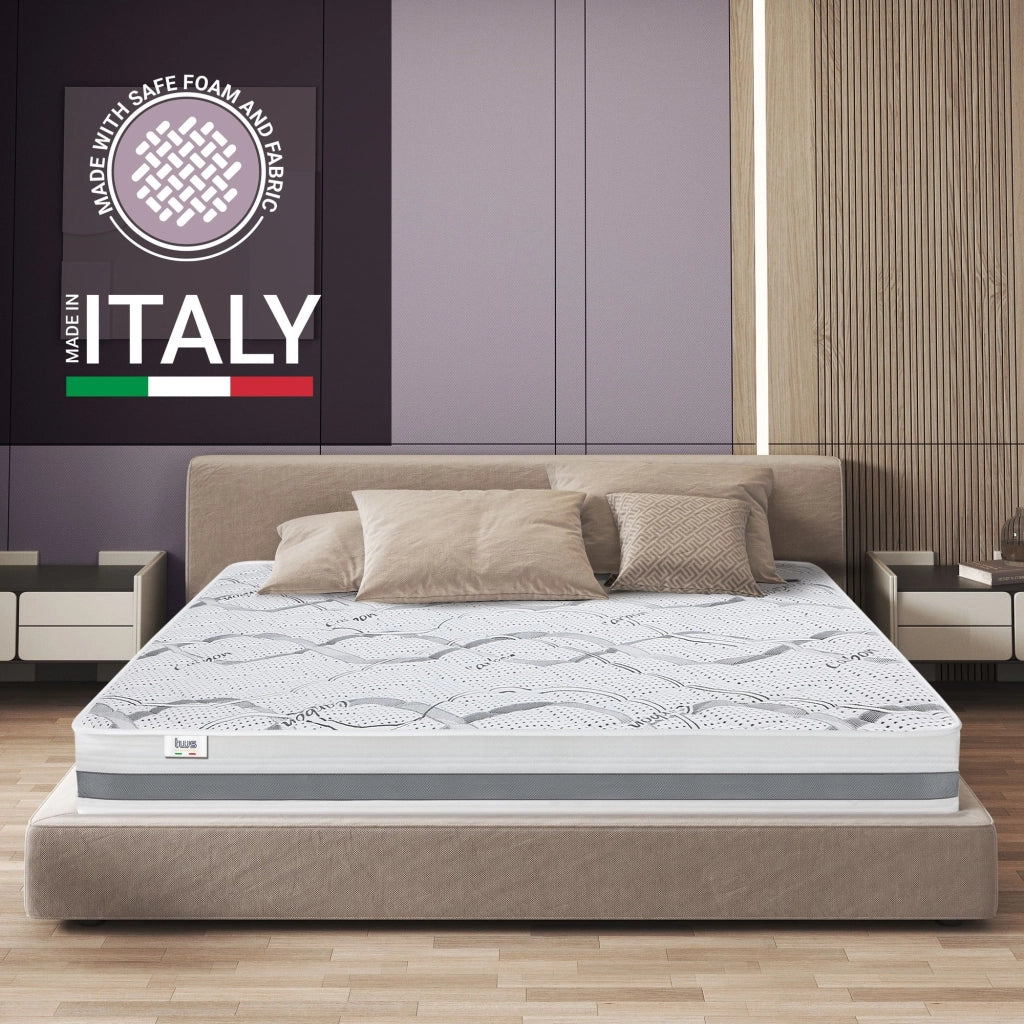 Materasso a Una Piazza e Mezza 115x180 cm a Media Rigidita' | Altezza 25 cm | Tessuto Anallergico e Traspirante | Proprieta' Ortopediche e Automodellanti | Prodotto in Italia