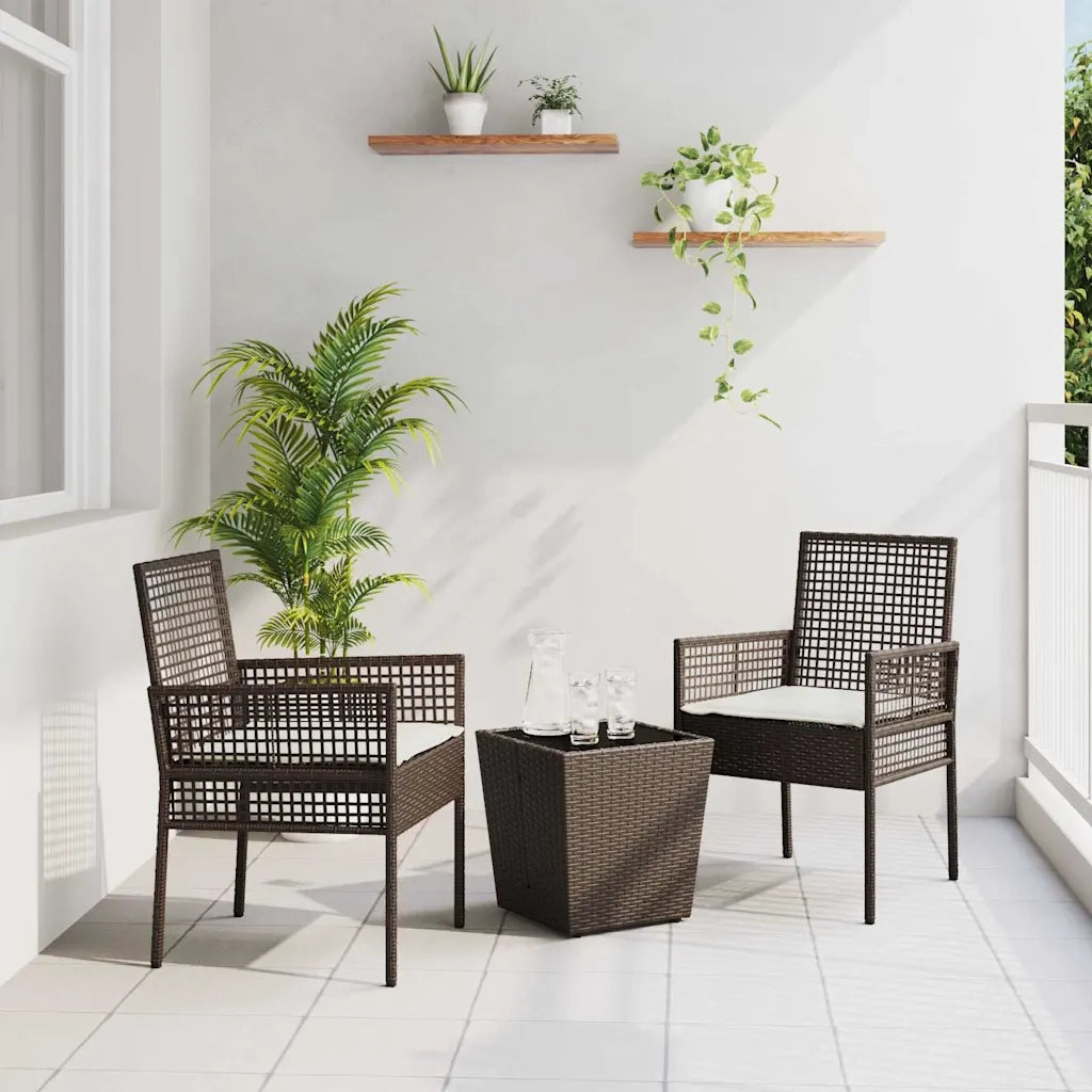 Set Bistro da Giardino 3 pcs Marrone polyrattan 3334956