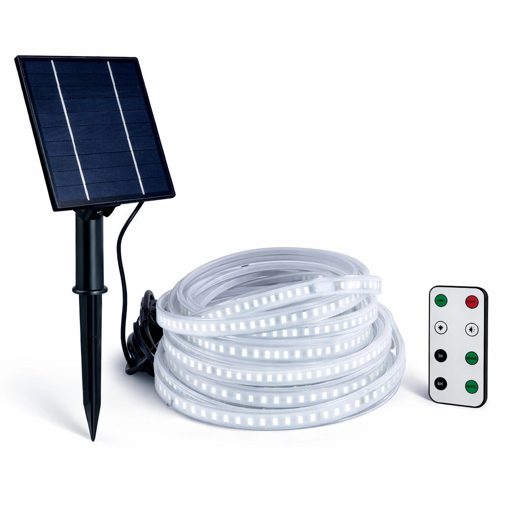 STRISCIA LED SOLARE 10 METRI TELECOMANDO BIANCO FREDDO 6500K ESTERNO ET-31611