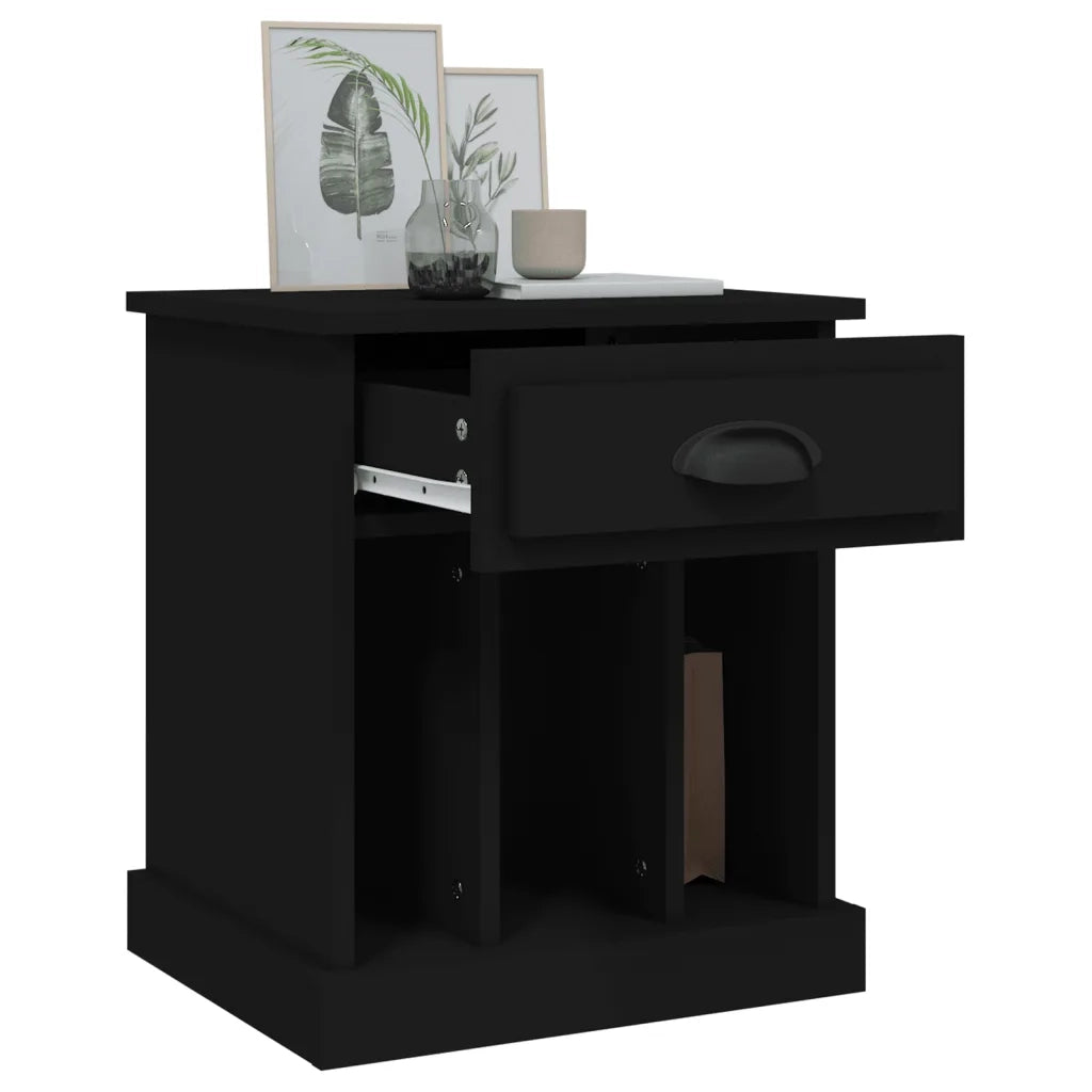 Set di 2 Comodini | Armadio da Notte | Mobiletto da notte Neri 43x36x50 cm
