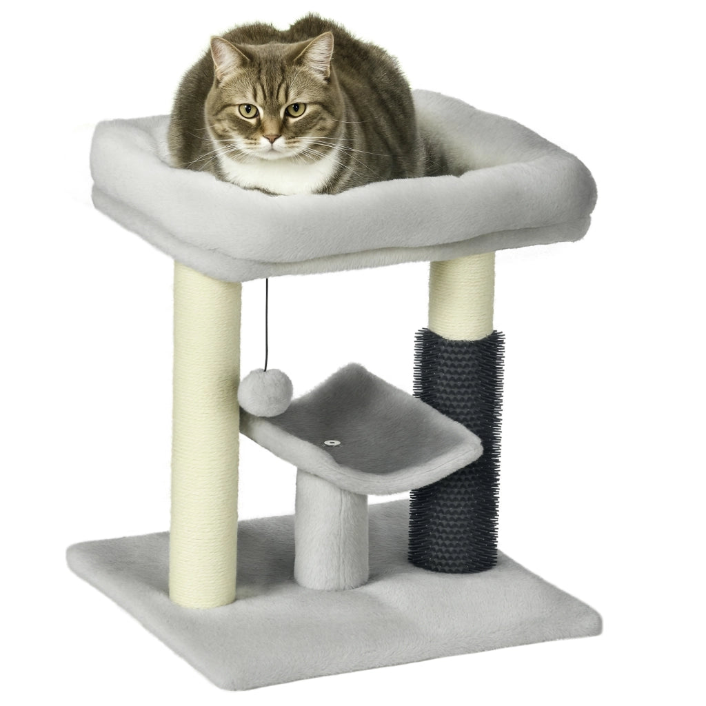 Albero per Gatti con Cuscino e Poste Graffiatoio ¨C zephmum ¨C Grigio 40x40x48 cm