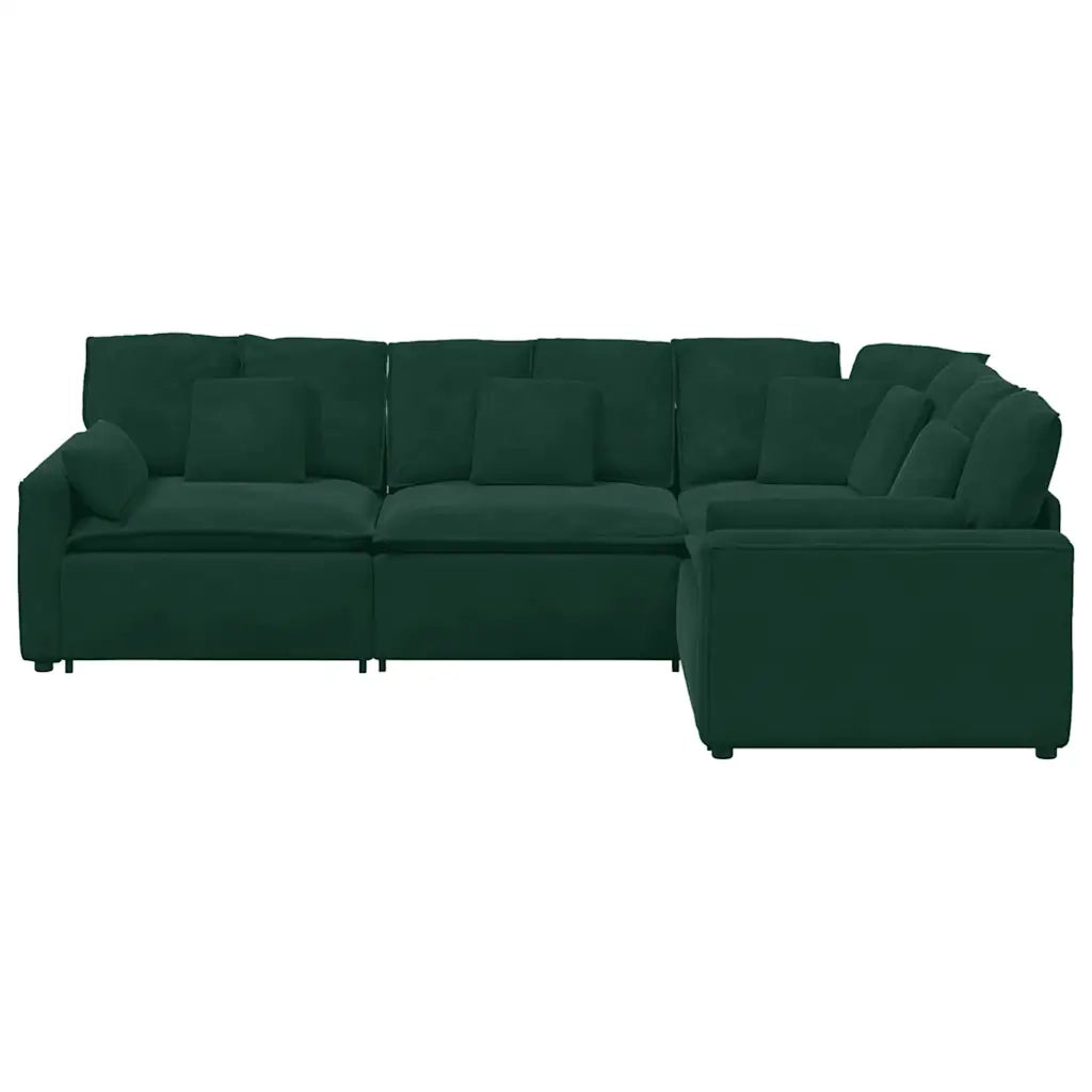 Divano Modulare con Cuscini in Velluto Verde Scuro 3321161