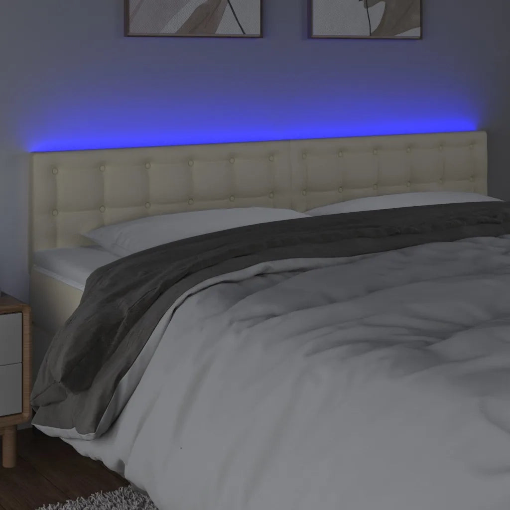 Testiera | Testata Crema a LED 160x5x78/88 cm in Similpelle