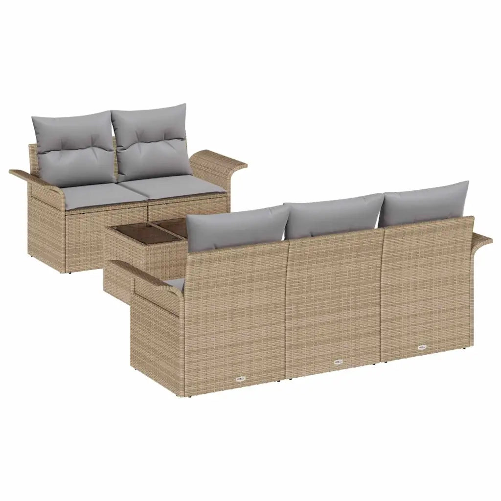 Set Divano da Giardino con cuscino 6 pcs Beige e grigio