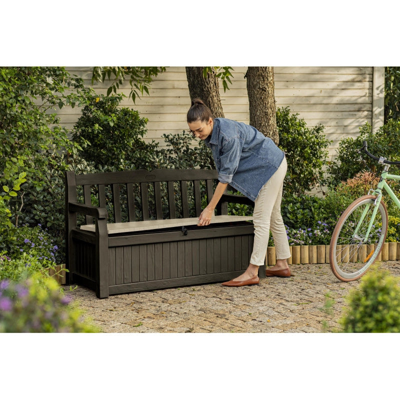Panchina Contenitore da Esterno Eden Bench 265L con Seduta - Marrone - Keter
