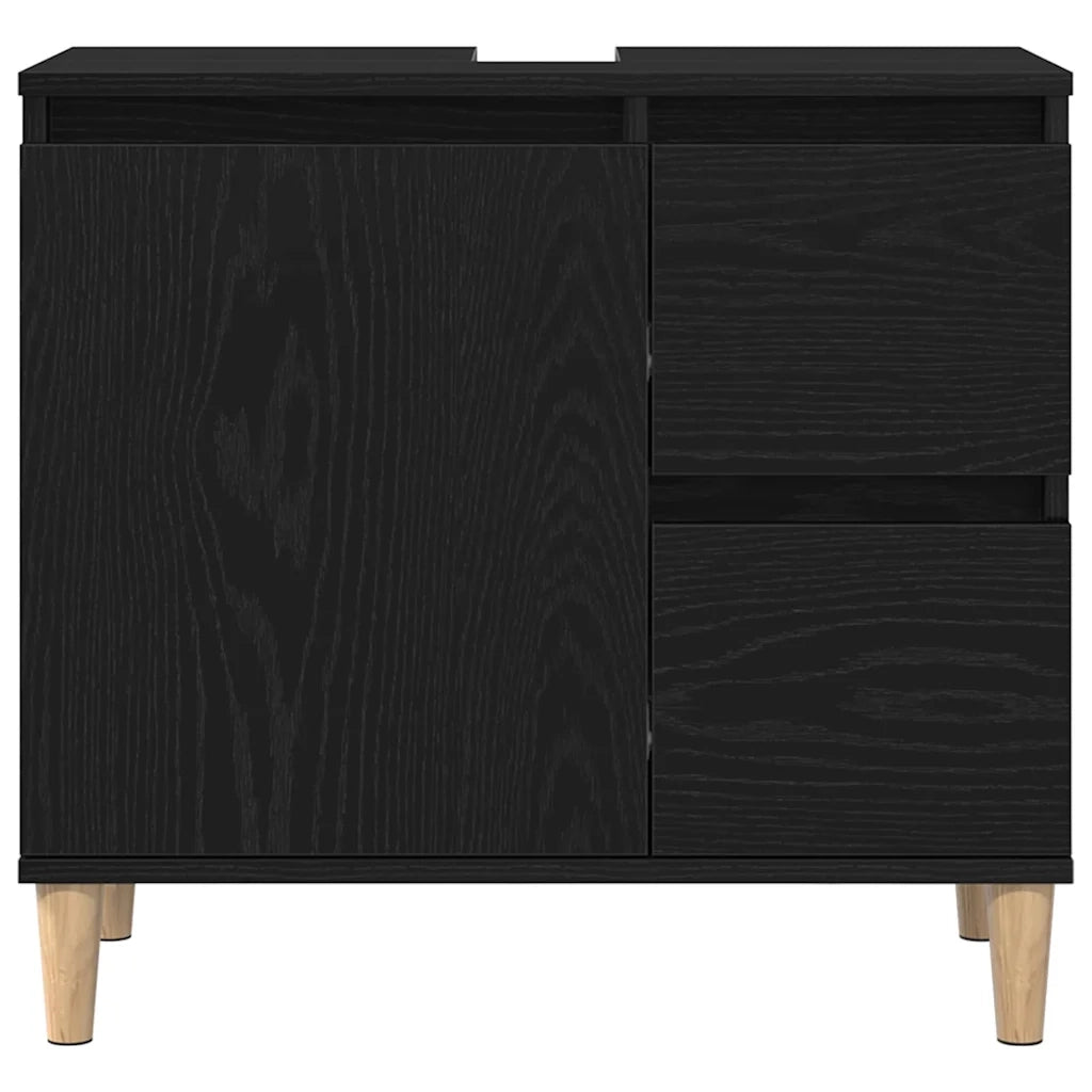 Set di mobili per il Bagno | Armadio da bagno Montaggio a parete 3 pz Rovere Nero
