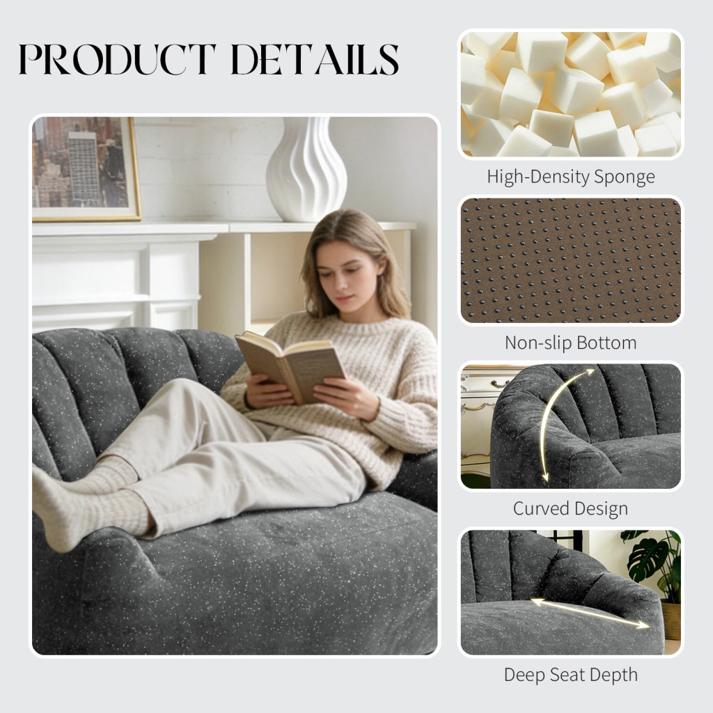 DIVANO bean bag con design zampa d'orso, tessuto grigio
