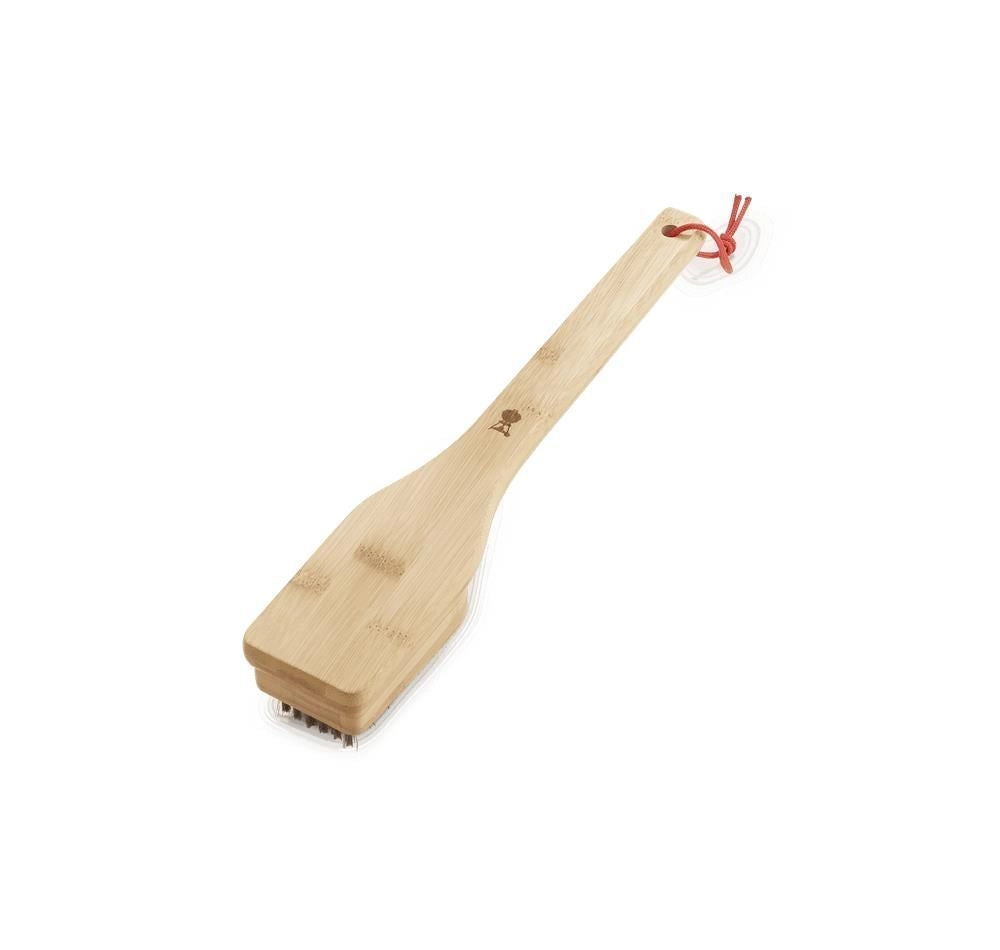 Weber 6275 Spazzola per Griglia in Bamboo 30 cm Setole in Acciaio Inossidabile Accessorio Barbecue colore Marrone