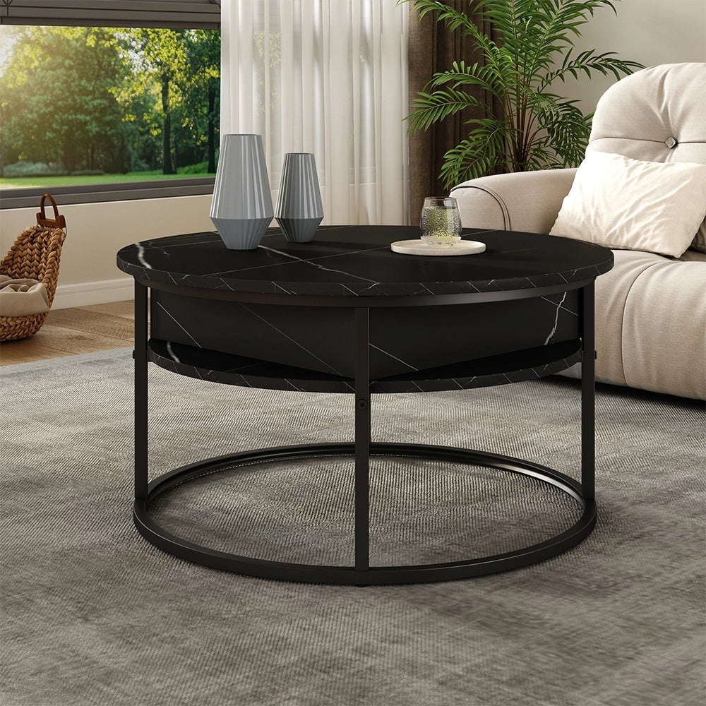 Vicco Tavolino Nero/marmo-bianco 77 x 77 cm