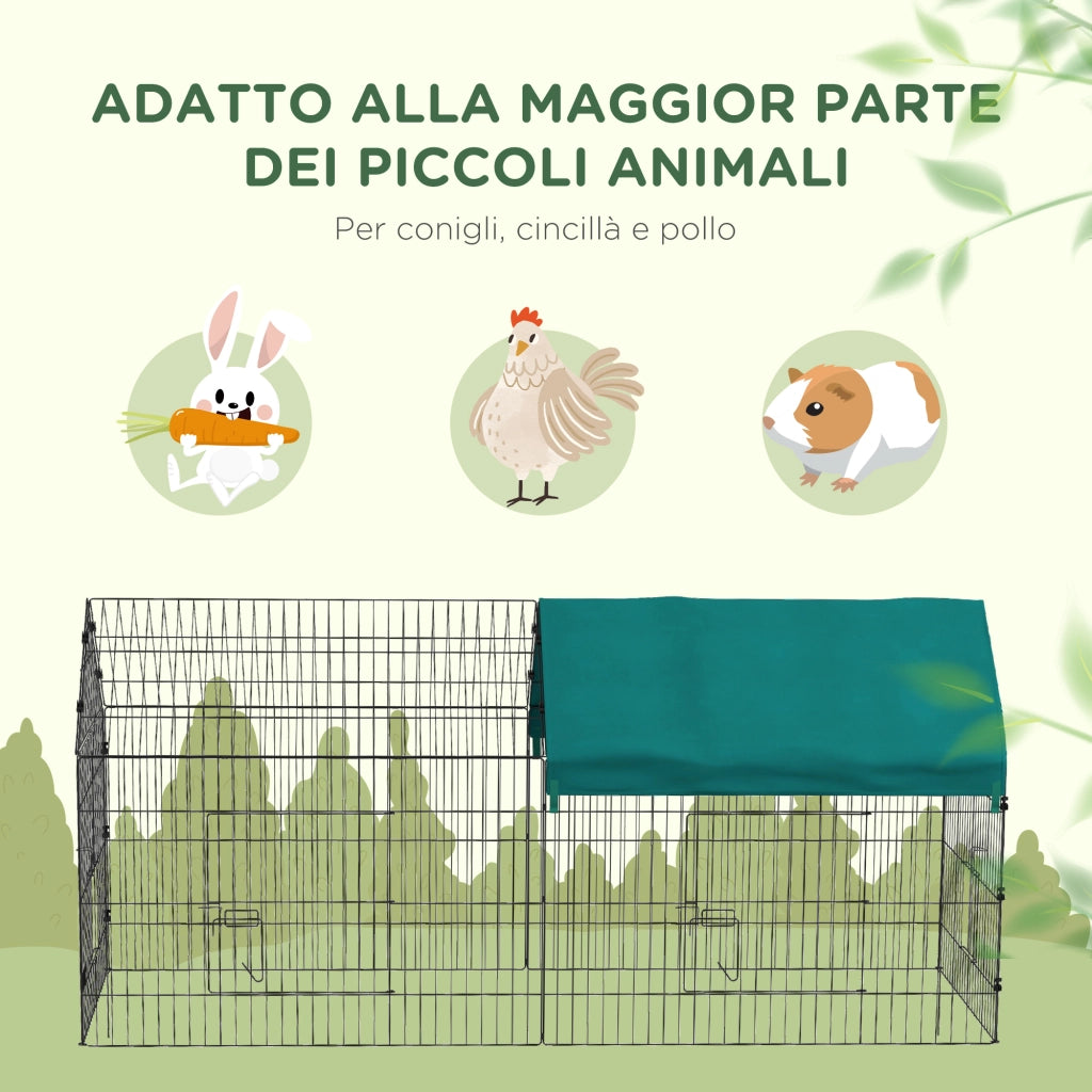 Casetta per Conigli da Giardino e Interno ¨C Minimal ¨C Verde 220x85x103 cm